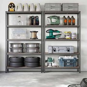 Conjunto de 2 estantes garagens, arrumos 60 x 120 x 200 cm cinzento