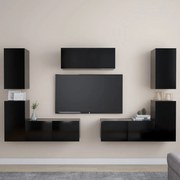 vidaXL 7 pcs conjunto de móveis de TV derivados de madeira preto