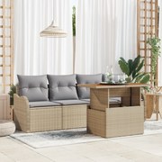 Conjunto de Sofás para Jardim vidaXL com Almofadas Bege e Rattan Polié