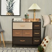 Cómoda com 7 Gavetas Organizador Grande com Gavetas Dobráveis ​​em Tecido Cómoda para Corredor Closet Quarto 80 x 29 x 79 cm