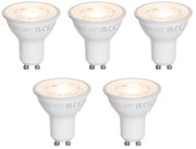 Conjunto de 5 lâmpadas LED GU10 50mm transparentes 7,5W 800 lm 3000K