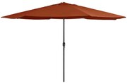Guarda-sol de jardim com poste de metal 390 cm terracota