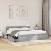 vidaXL Estrutura de cama c/ cabeceira derivados madeira cinza sonoma