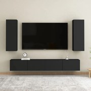 vidaXL 4 pcs conjunto de móveis de TV derivados de madeira preto