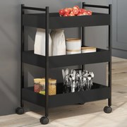 vidaXL Carrinho de cozinha 50x30x70 cm derivados de madeira preto