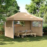 vidaXL Tenda para festas pop-up dobrável com 3 paredes laterais bege