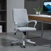 Cadeira de escritório giratória ergonômica com altura ajustável apoio de braço acolchoado e apoio lombar máx. 120 kg 62x69x92-102 cm Cinza