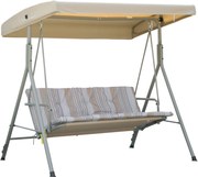 Outsunny Baloiço de Jardim Exterior de 3 Lugares com Toldo Ajustável e Estrutura em Aço 172x110x156 cm Castanho Claro | Aosom Portugal