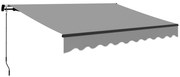 Outsunny Toldo Manual Retrátil 360x220 cm Toldo para Balcão com Manivela de Alumínio e Proteção UV30+ Toldo Enrolável de Exterior Cinza