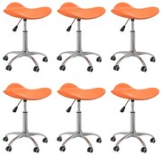 Cadeiras de jantar giratórias 6 pcs couro artificial laranja