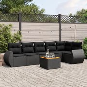 vidaXL 7 pcs conjunto de sofás p/ jardim c/ almofadões vime PE preto