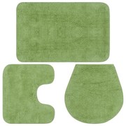 vidaXL Conjunto tapetes de casa de banho 3 pcs tecido verde