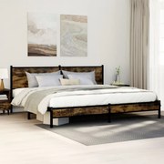 vidaXL Estrutura de cama sem colchão 193x203cm metal carvalho fumado