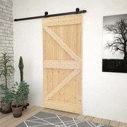 vidaXL Porta de correr com ferragens 80x210 cm madeira de pinho maciça