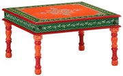 Mesa de centro pintada à mão mangueira maciça laranja