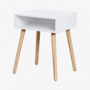 Mesa De Cabeceira De Madeira Zente Branco - Sklum