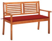 vidaXL Banco de jardim 2 lugares c/ almofadão 120 cm eucalipto maciço
