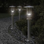 vidaXL Candeeiros de chão para exterior 3 pcs 60 cm aço inox. prateado