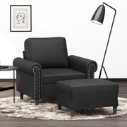 vidaXL Poltrona com apoio de pés couro artificial 60 cm preto