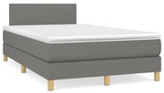 vidaXL Cama boxspring com colchão 120x190 cm tecido cinzento-escuro