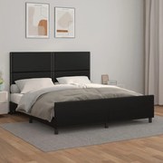 vidaXL Estrutura de cama c/ cabeceira 180x200cm couro artificial preto