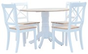 vidaXL 5pcs conjunto jantar madeira seringueira maciça branco castanho