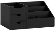 HOMCOM Organizador para Secretária de Bambu Organizador de Mesa de Escritório Multifuncional 33x20,5x15,5 cm Preto