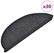 vidaXL Tapetes de escada 30 peças 56x17x3 cm antracite semicircular
