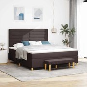 Cama Box com Colchão e Banco vidaXL Marrom Escuro 180x200 cm Tecido