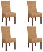 vidaXL Cadeiras de jantar 4 pcs vime genuíno castanho