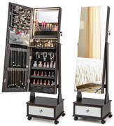 Armário para joias com fechadura de 47 polegadas com luzes LED de 3 cores - branco