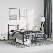 vidaXL Estrutura de cama com cabeceira e pés 150x200 cm metal preto