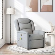vidaXL Poltrona de massagens reclinável tecido cinzento-claro