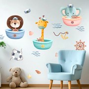 Autocolantes quarto bebe - Pequenos marinheiros safari