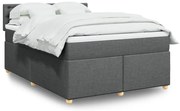 vidaXL Cama com molas/colchão 140x190 cm tecido cinzento-escuro