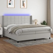 vidaXL Cama box spring c/ colchão e LED 200x200 cm tecido cinza-claro