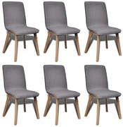 vidaXL Cadeiras jantar 6 pcs tecido cinzento-claro e carvalho maciço