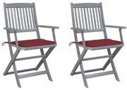 vidaXL Cadeiras exterior dobráveis c/ almofadões 2 pcs acácia maciça