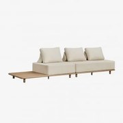 Sofá De Jardim Modular Portet De 2 Peças Com Chaise Longue E Mesa Lateral Em Acácia Marrom Acácia Claro - Sklum