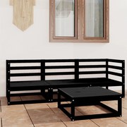 4 pcs conjunto lounge de jardim pinho maciço preto