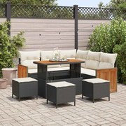 vidaXL Conjunto de Sofá de Jardim 9 pcs Preto e creme 110 x 55 x 71 cm