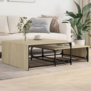 vidaXL Mesa centro encastrar 2pcs deriv. madeira/metal carvalho sonoma