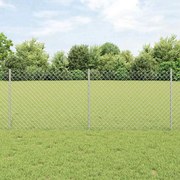 vidaXL Cerca de Cadeia com 22 Postes em U Prata 0,8x25 m Aço
