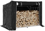 vidaXL Rack de lenha tampa chuva 150,5x100,5x110,5cm aço galvanizado