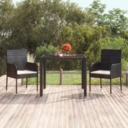 Cadeiras de jardim com almofadões 2 pcs vime PE preto