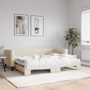 vidaXL Sofá-cama com gavetão 80x200 cm tecido cor creme