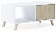Mesa de café com portas, sala de estar, modelo WIND, cor da estrutura Branco, cor da porta Puccini, mede 92x50x45cm de altura.