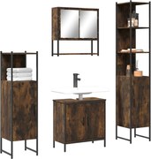 vidaXL 4pcs conjunto de móveis WC derivados de madeira carvalho fumado