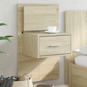vidaXL Mesa de cabeceira de parede com luzes LED carvalho sonoma