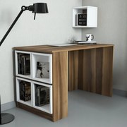 Secretária Box – Nogueira e Branco – 120x75x65 cm